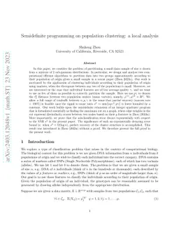 Semidefinite programming on population clustering: a local analysis