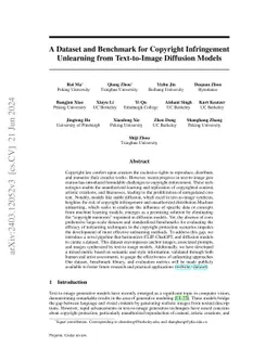 A Dataset and Benchmark for Copyright Infringement Unlearning from
  Text-to-Image Diffusion Models