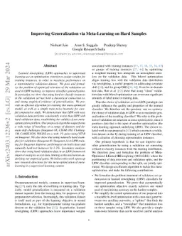 Improving Generalization via Meta-Learning on Hard Samples