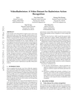VideoBadminton: A Video Dataset for Badminton Action Recognition