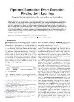 Pipelined Biomedical Event Extraction Rivaling Joint Learning