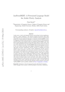 AraPoemBERT: A Pretrained Language Model for Arabic Poetry Analysis