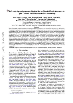 Dr3: Ask Large Language Models Not to Give Off-Topic Answers in Open
  Domain Multi-Hop Question Answering