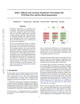 Jetfire: Efficient and Accurate Transformer Pretraining with INT8 Data
  Flow and Per-Block Quantization