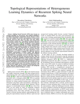 Topological Representations of Heterogeneous Learning Dynamics of
  Recurrent Spiking Neural Networks