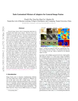 Task-Customized Mixture of Adapters for General Image Fusion