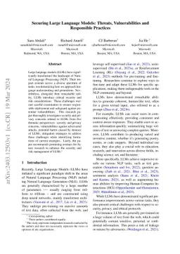 Securing Large Language Models: Threats, Vulnerabilities and Responsible Practices