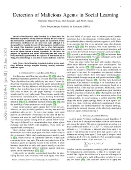 Detection of Malicious Agents in Social Learning