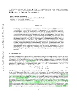 Adaptive Multilevel Neural Networks for Parametric PDEs with Error
  Estimation