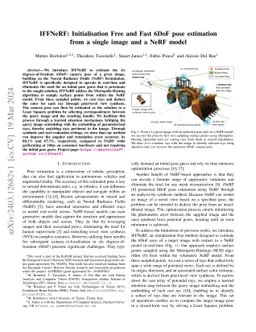 IFFNeRF: Initialisation Free and Fast 6DoF pose estimation from a single
  image and a NeRF model