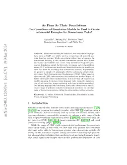 As Firm As Their Foundations: Can open-sourced foundation models be used
  to create adversarial examples for downstream tasks?