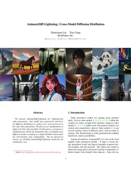 AnimateDiff-Lightning: Cross-Model Diffusion Distillation