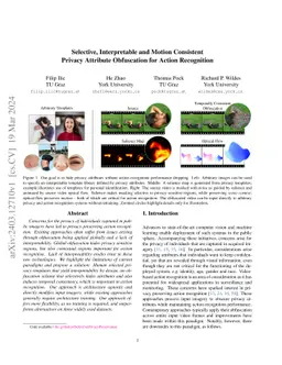 Selective, Interpretable, and Motion Consistent Privacy Attribute
  Obfuscation for Action Recognition