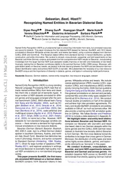 Sebastian, Basti, Wastl?! Recognizing Named Entities in Bavarian
  Dialectal Data