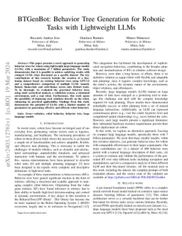 BTGenBot: Behavior Tree Generation for Robotic Tasks with Lightweight LLMs