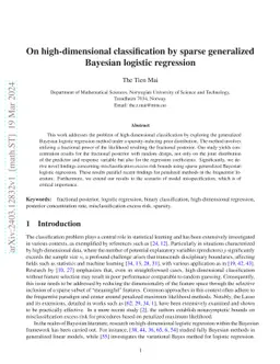 On high-dimensional classification by sparse generalized Bayesian
  logistic regression