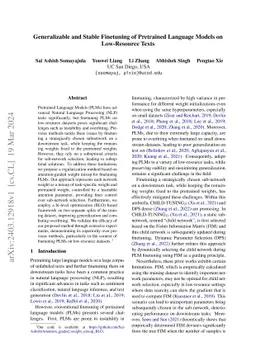 Generalizable and Stable Finetuning of Pretrained Language Models on
  Low-Resource Texts