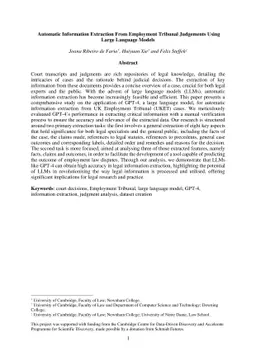 Automatic Information Extraction From Employment Tribunal Judgements
  Using Large Language Models