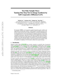 You Only Sample Once: Taming One-Step Text-to-Image Synthesis by
  Self-Cooperative Diffusion GANs