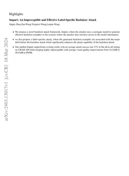 Impart: An Imperceptible and Effective Label-Specific Backdoor Attack