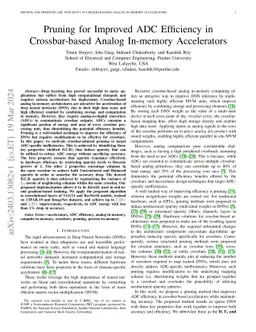 Pruning for Improved ADC Efficiency in Crossbar-based Analog In-memory
  Accelerators