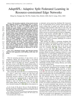 AdaptSFL: Adaptive Split Federated Learning in Resource-constrained Edge Networks