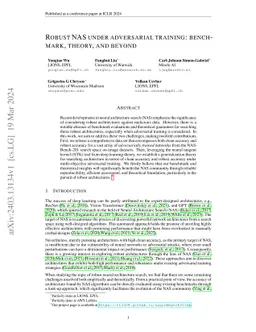 Robust NAS under adversarial training: benchmark, theory, and beyond