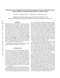 SIFT-DBT: Self-supervised Initialization and Fine-Tuning for Imbalanced
  Digital Breast Tomosynthesis Image Classification