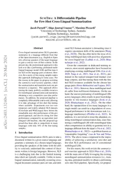 SumTra: A Differentiable Pipeline for Few-Shot Cross-Lingual
  Summarization