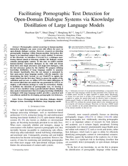 Facilitating Pornographic Text Detection for Open-Domain Dialogue
  Systems via Knowledge Distillation of Large Language Models