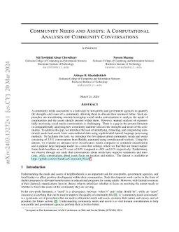 Community Needs and Assets: A Computational Analysis of Community
  Conversations