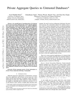 Private Aggregate Queries to Untrusted Databases