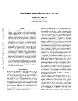 Multi-Robot Connected Fermat Spiral Coverage