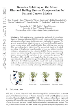 Gaussian Splatting on the Move: Blur and Rolling Shutter Compensation
  for Natural Camera Motion