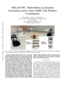 MULAN-WC: Multi-Robot Localization Uncertainty-aware Active NeRF with
  Wireless Coordination