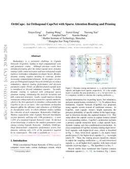 OrthCaps: An Orthogonal CapsNet with Sparse Attention Routing and
  Pruning