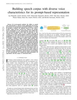 Building speech corpus with diverse voice characteristics for its
  prompt-based representation