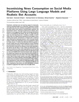 Incentivizing News Consumption on Social Media Platforms Using Large
  Language Models and Realistic Bot Accounts