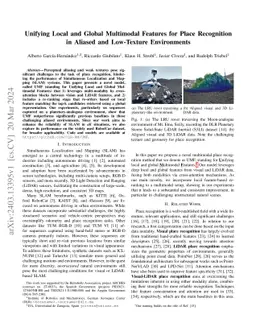Unifying Local and Global Multimodal Features for Place Recognition in
  Aliased and Low-Texture Environments