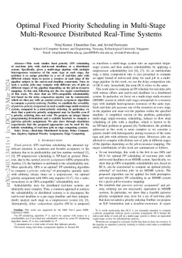 Optimal Fixed Priority Scheduling in Multi-Stage Multi-Resource
  Distributed Real-Time Systems