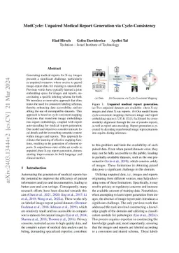 MedCycle: Unpaired Medical Report Generation via Cycle-Consistency