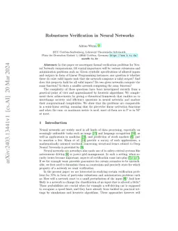 Robustness Verifcation in Neural Networks