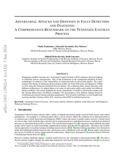 Adversarial Attacks and Defenses in Fault Detection and Diagnosis: A
  Comprehensive Benchmark on the Tennessee Eastman Process