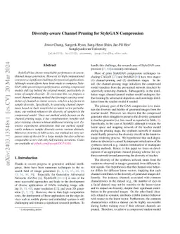 Diversity-aware Channel Pruning for StyleGAN Compression