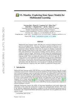 VL-Mamba: Exploring State Space Models for Multimodal Learning