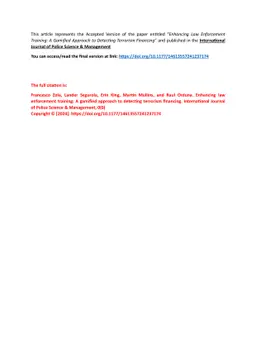 Enhancing Law Enforcement Training: A Gamified Approach to Detecting
  Terrorism Financing