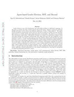 Agent-based Leader Election, MST, and Beyond