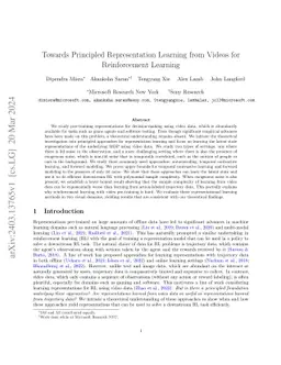 Towards Principled Representation Learning from Videos for Reinforcement
  Learning