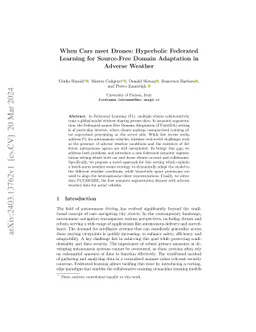 When Cars meet Drones: Hyperbolic Federated Learning for Source-Free
  Domain Adaptation in Adverse Weather