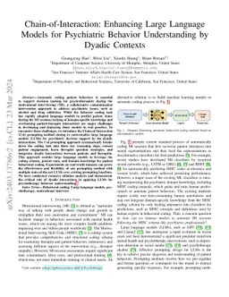 Chain-of-Interaction: Enhancing Large Language Models for Psychiatric
  Behavior Understanding by Dyadic Contexts